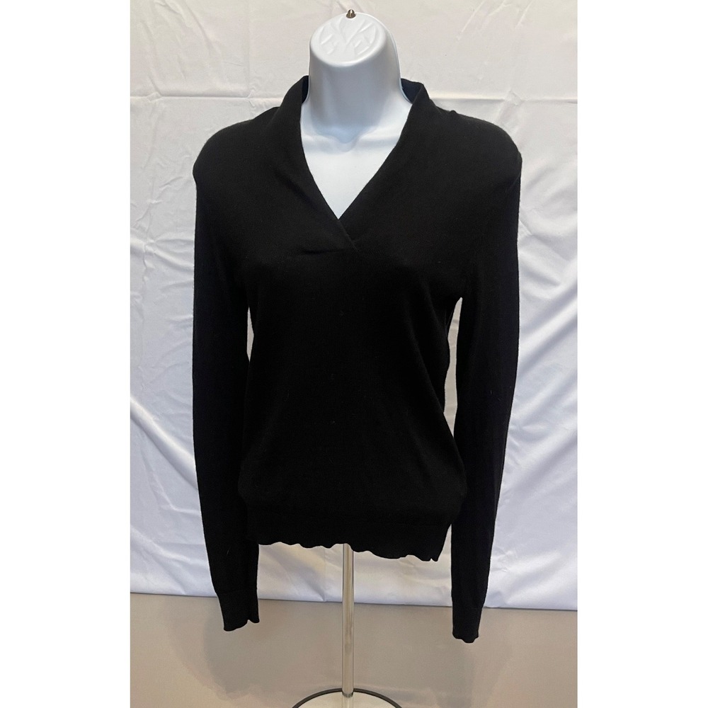 346 BROOKS BROTHERS SIZE XS WOMENS SWEETER BLACK Moreno Wool V‎ Neck Miniamist